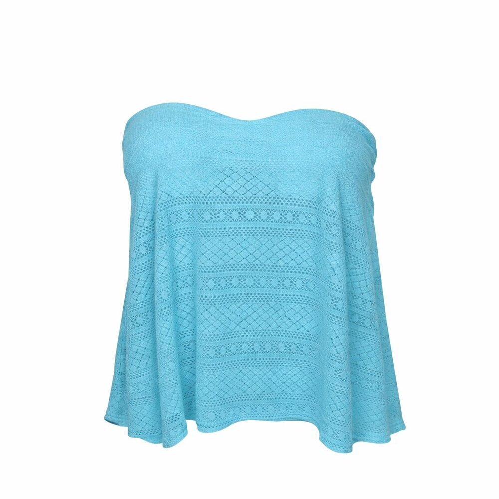 COMPANY ELLEN TRACY Blue Crochet Swim Top Size 8